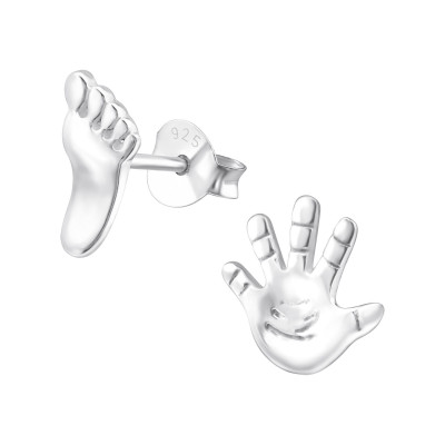 Children's Silver Hand and Foot Ear Studs