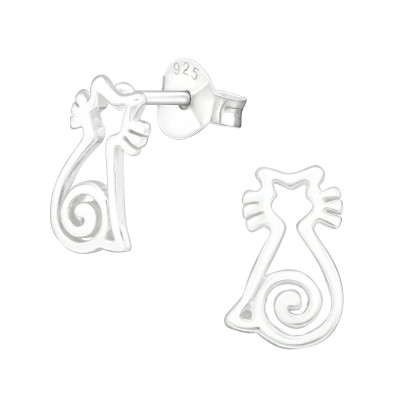 Children's Silver Cat Ear Studs