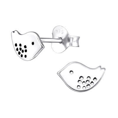 Children's Silver Bird Ear Studs