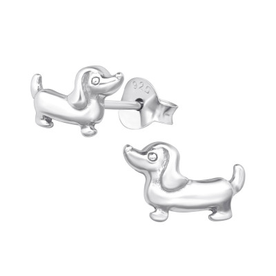 Children's Silver Dog Ear Studs