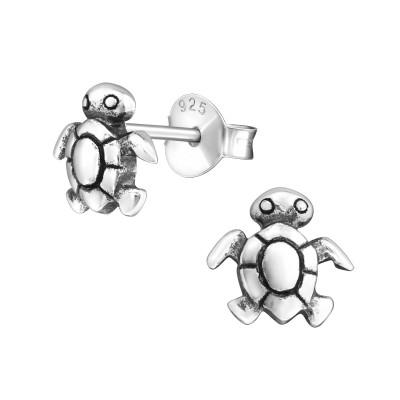 Children's Silver Turtle Ear Studs