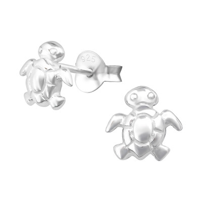 Children's Silver Turtle Ear Studs