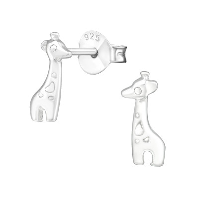 Children's Silver Giraffe Ear Studs