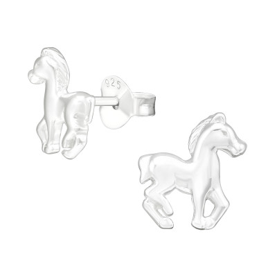 Children's Silver Horse Ear Studs