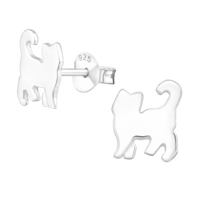 Children's Silver Cat Ear Studs