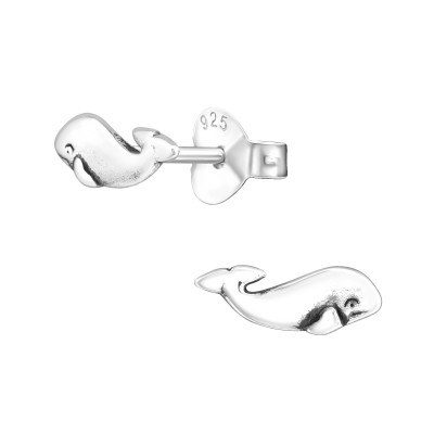 Children's Silver Whale Ear Studs