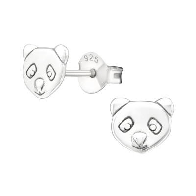 Children's Silver Panda Ear Studs