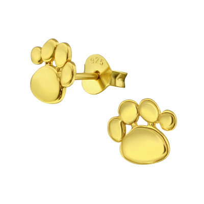 Children's Silver Paw Print Ear Studs