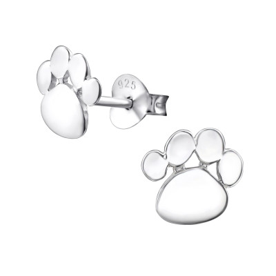 Children's Silver Footprint Ear Studs