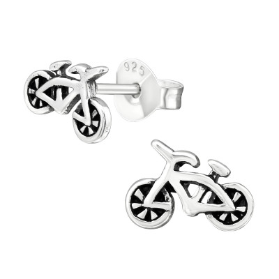 Children's Silver Bike Ear Studs