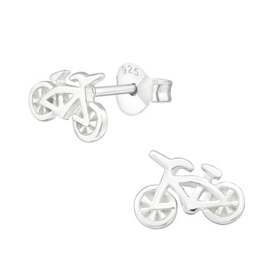 Children's Silver Bicycle Ear Studs