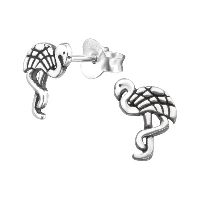 Silver Flamingo Ear Studs