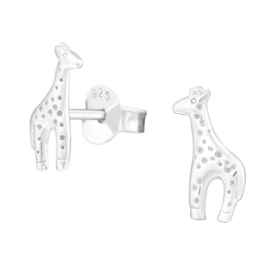 Children's Silver Giraffe Ear Studs