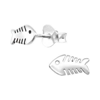 Children's Silver Fish Bone Ear Studs