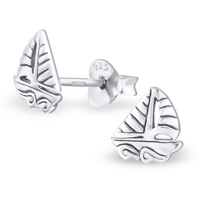 Children's Silver Ship Ear Studs