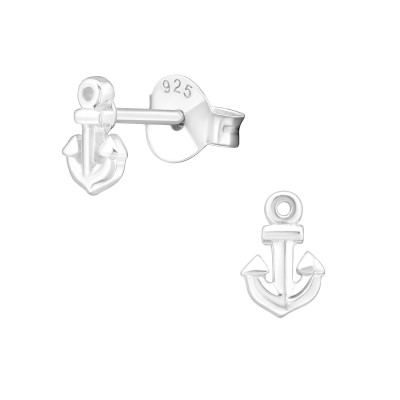 Children's Silver Anchor Ear Studs