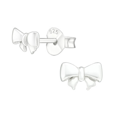 Children's Silver Bow Ear Studs