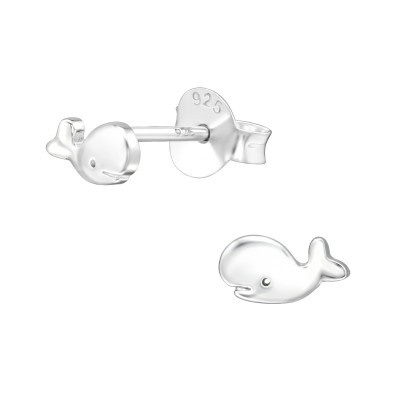 Children's Silver Whale Ear Studs