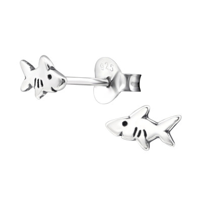 Children's Silver Shark Ear Studs