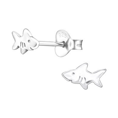 Children's Silver Shark Ear Studs