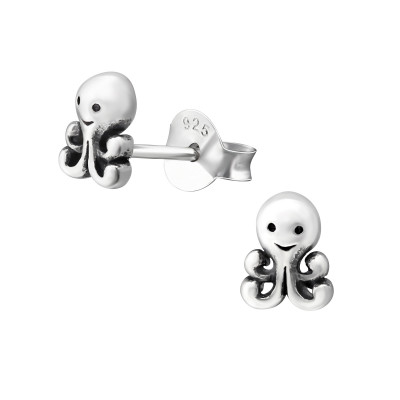 Children's Silver Octopus Ear Studs