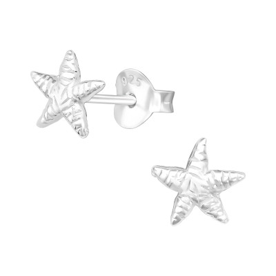 Children's Silver Starfish Ear Studs