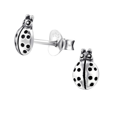 Children's Silver Ladybird Ear Studs