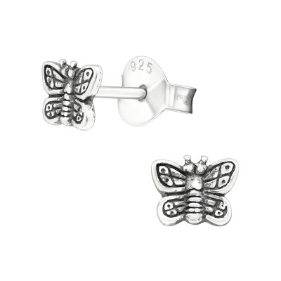 Children's Silver Butterfly Ear Studs
