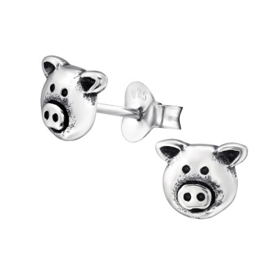 Children's Silver Pig Ear Studs