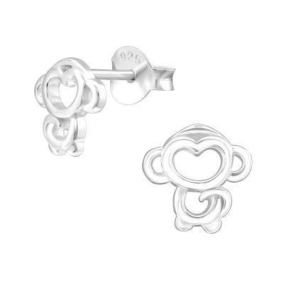 Children's Silver Monkey Ear Studs