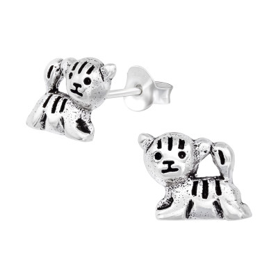 Silver Tiger Ear Studs