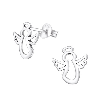 Silver Angel Ear Studs