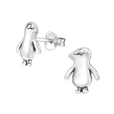 Children's Silver Penguin Ear Studs