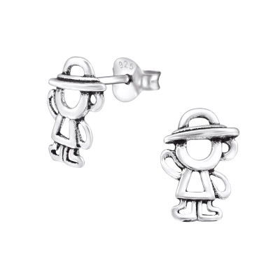 Children's Silver Girl Ear Studs