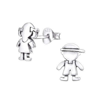 Children's Silver Boy and Girl Ear Studs
