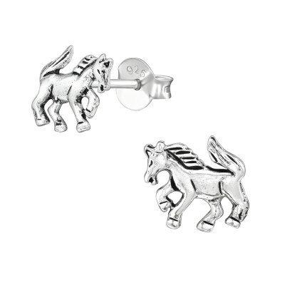 Children's Silver Horse Ear Studs