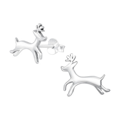 Children's Silver Reindeer Ear Studs