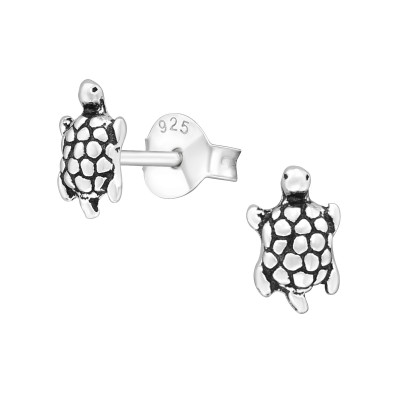 Children's Silver Turtle Ear Studs