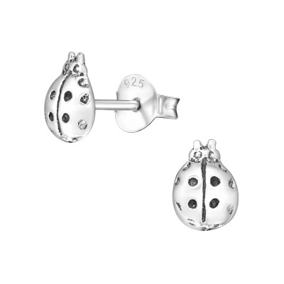 Children's Silver Ladybug Ear Studs