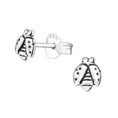 Children's Silver Ladybug Ear Studs