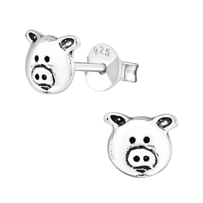 Children's Silver Pig Ear Studs