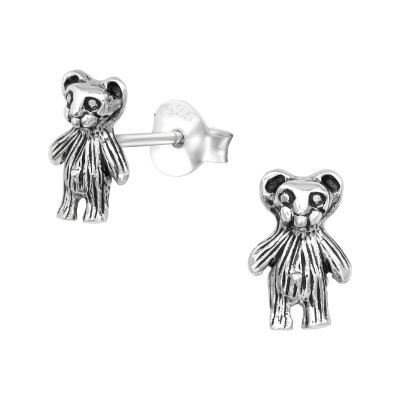 Children's Silver Bear Ear Studs