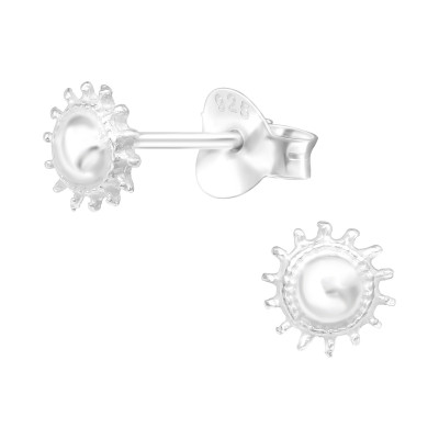 Children's Silver Sun Ear Studs