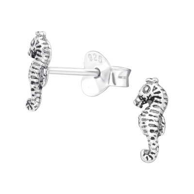 Children's Silver Seahorse Ear Studs