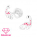 Premium Children's Silver Dinosaur Ear Studs with Epoxy