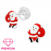 Premium Children's Silver Santa Claus Ear Studs with Epoxy