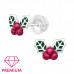 Premium Children's Silver Holly Leaf Ear Studs with Epoxy