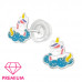 Premium Children's Silver Unicorn Ear Studs with Epoxy