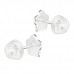 Premium Children's Silver Flower Ear Studs with Crystal and Epoxy