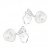 Premium Children's Silver Cupcake Ear Studs with Crystal and Epoxy